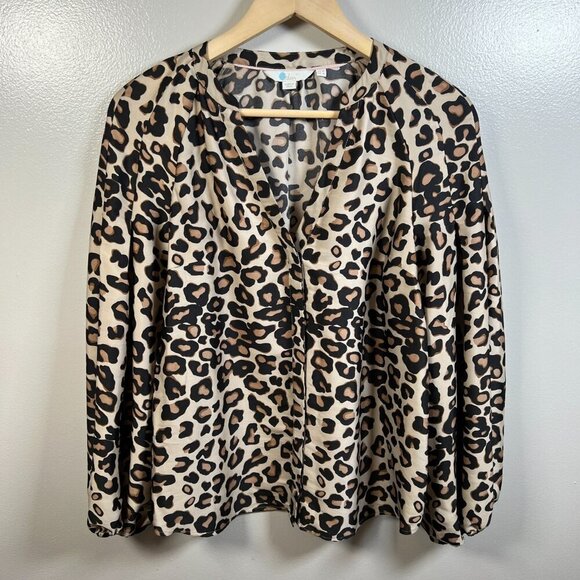 Boden Harriet Blouse Size 6 Leopard Print Bishop Sleeve Work Office Career - Picture 2 of 11